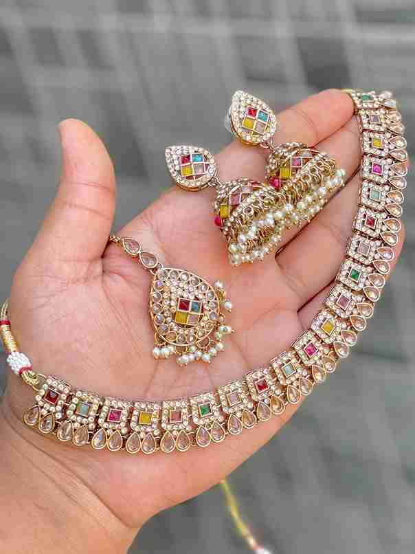 Reverse Ad Necklace With Jhumki And Tikka